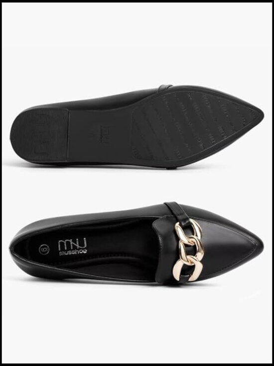 Amazon.com | Tilocow Chain Flats Shoes, Loafers for Women  Pointed Toe Loafers with Chain Detail Comfortable Memory Foam Flats Elegant